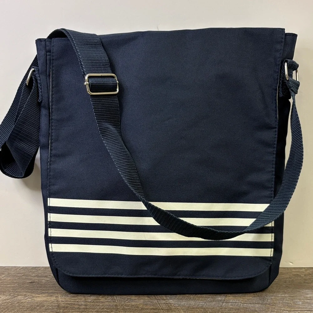 Jean Paul Gaultier Le Male Navy Messenger Crossbody Bag | Striped Detail